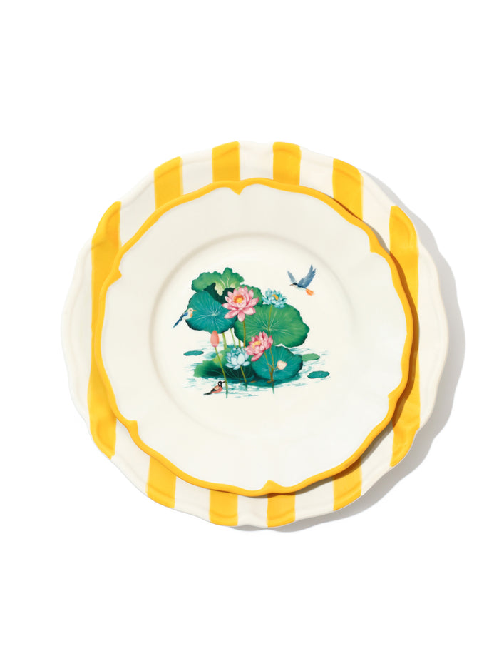Lotus Pond Plate, Yellow, 11 Inch