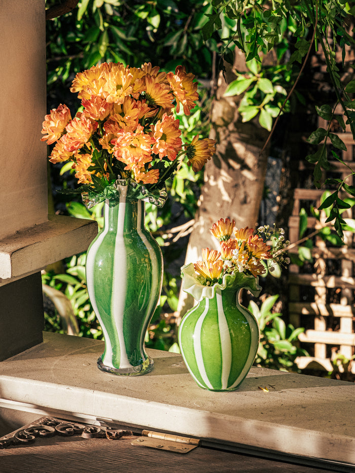Lush Stripe Ruffled Vase, Small