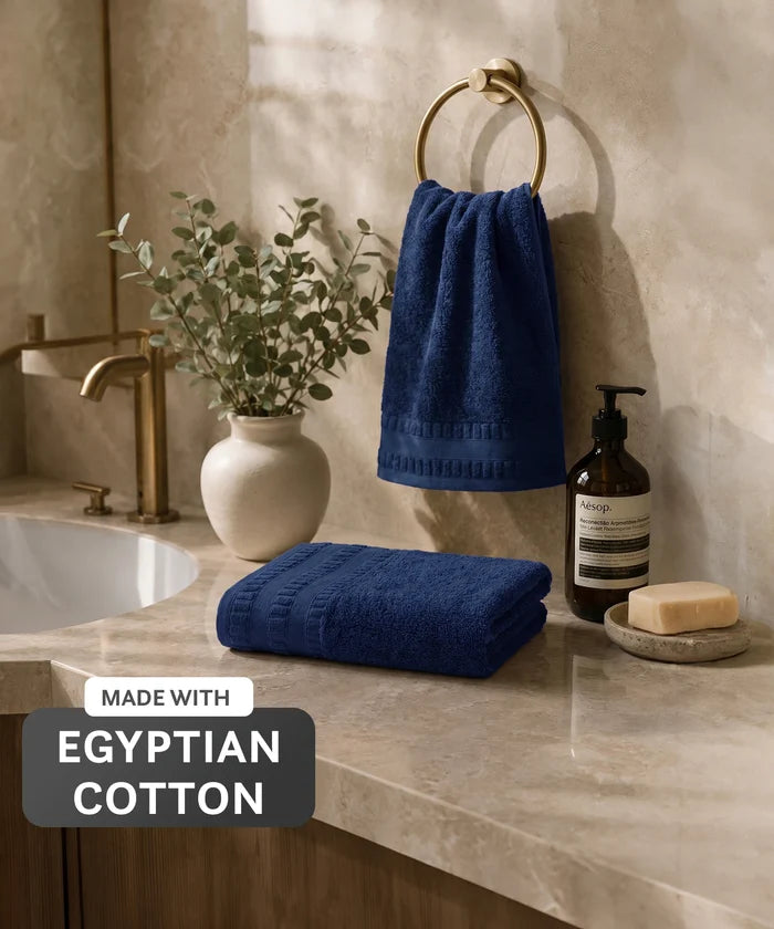 Luxe Home Egyptian Cotton 2 Pc Hand Towel Set,Academy Blue| 700 GSM | 100% Egyptian Cotton