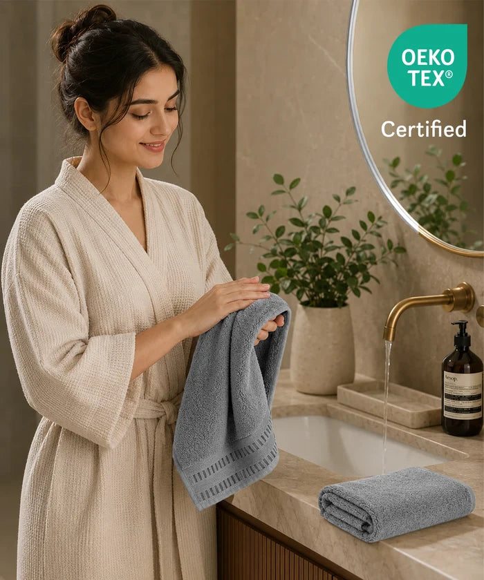 Luxe Home Egyptian Cotton 2 Pc Hand Towel Set,Graphite| 700 GSM | 100% Egyptian Cotton