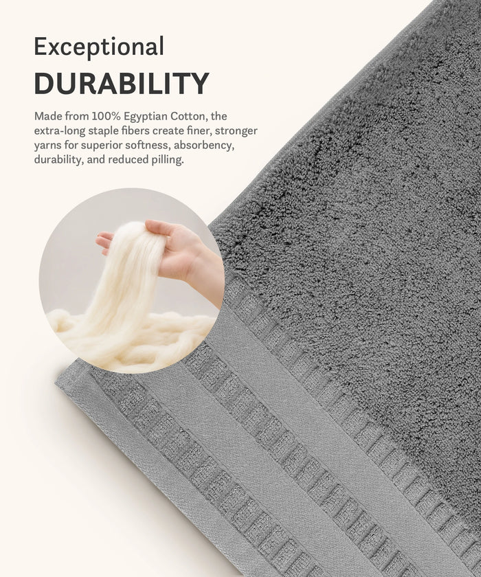 Luxe Home Egyptian Cotton 2 Pc Hand Towel Set,Graphite| 700 GSM | 100% Egyptian Cotton