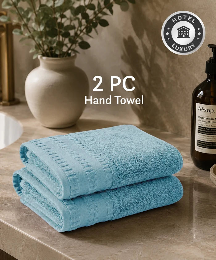 Luxe Home Egyptian Cotton 2 Pc Hand Towel Set,Tourmaline| 700 GSM | 100% Egyptian Cotton