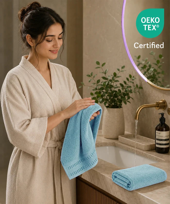 Luxe Home Egyptian Cotton 2 Pc Hand Towel Set,Tourmaline| 700 GSM | 100% Egyptian Cotton