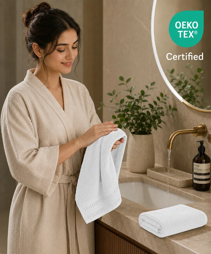 Luxe Home Egyptian Cotton 2 Pc Hand Towel Set,White| 700 GSM | 100% Egyptian Cotton