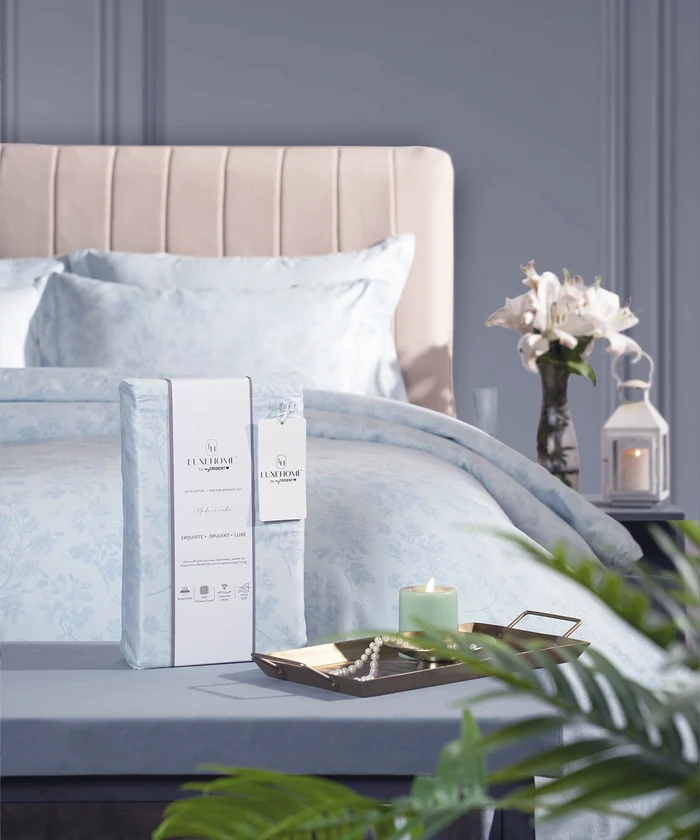 Luxe Home King Bedsheet, Aurelia|600 TC Cotton|4 Pillow Covers