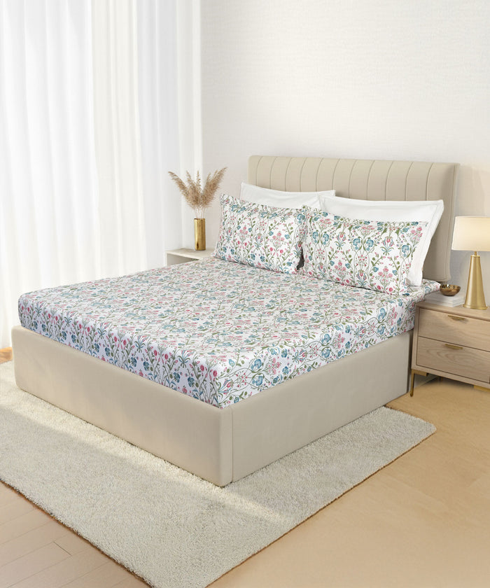 Luxe Home King Bedsheet, Khalij|300 TC Cotton Bamboo|4 Pillow Covers