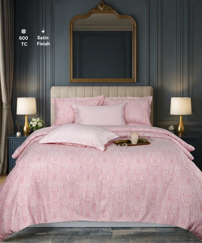 Luxe Home King Bedsheet, Majesty|600 TC Cotton|4 Pillow Covers