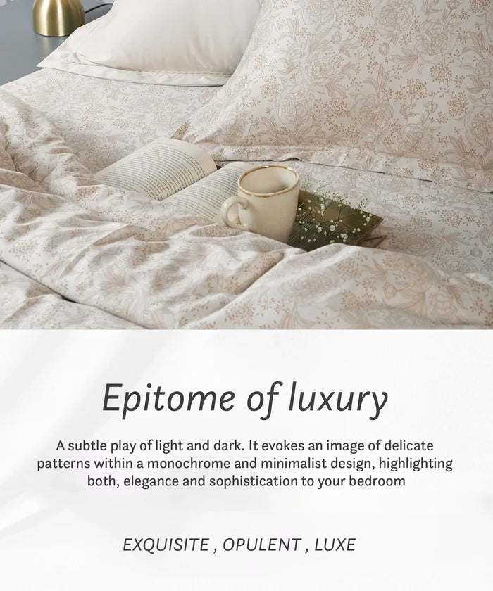 Luxe Home King Bedsheet, Solace|600 TC Cotton|4 Pillow Covers