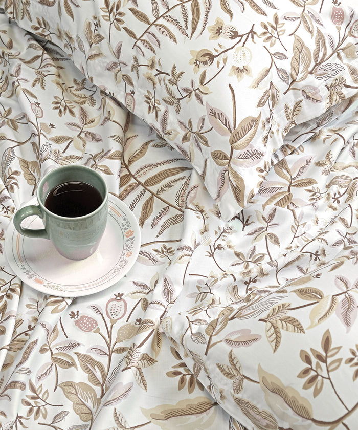 Luxe Home King Bedsheet, Symphony|300 TC Cotton Bamboo|4 Pillow Covers
