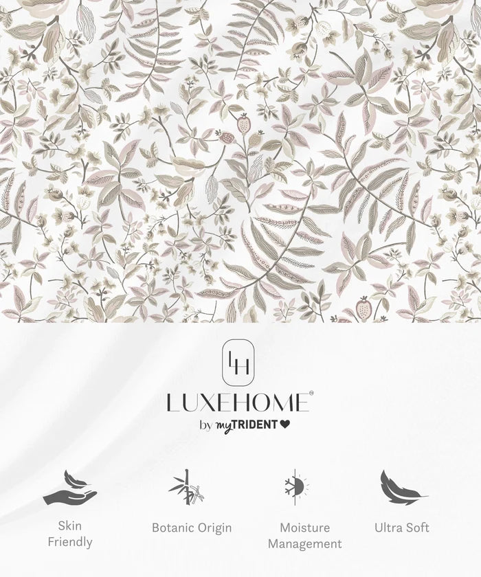 Luxe Home King Bedsheet, Symphony|300 TC Cotton Bamboo|4 Pillow Covers