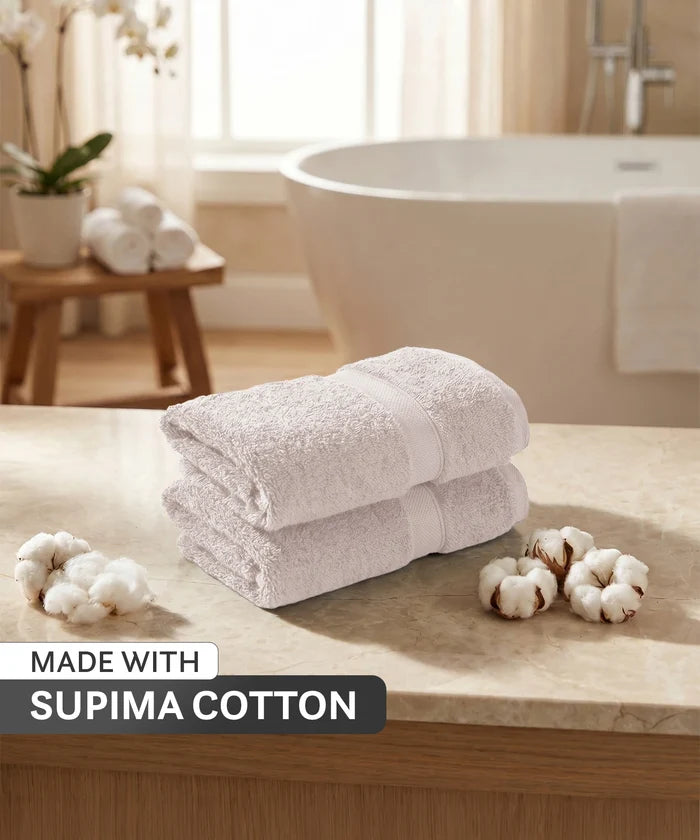 Luxe Home Supima Cotton 2 Pc Hand Towel Set, Dark Sand| 600 GSM | 100% Supima Cotton