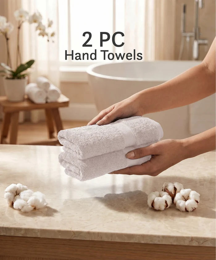 Luxe Home Supima Cotton 2 Pc Hand Towel Set, Dark Sand| 600 GSM | 100% Supima Cotton