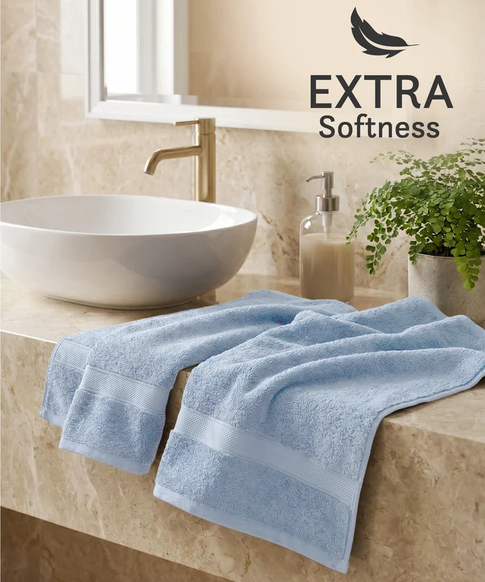 Luxe Home Supima Cotton 2 Pc Hand Towel Set , Dusty Blue| 600 GSM | 100% Supima Cotton
