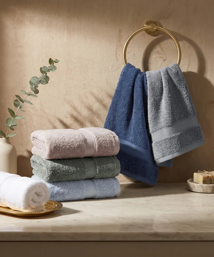 Luxe Home Supima Cotton 2 Pc Hand Towel Set , Dusty Blue| 600 GSM | 100% Supima Cotton