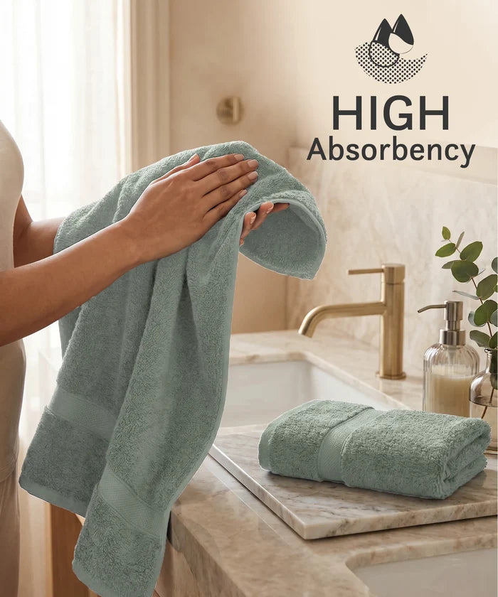 Luxe Home Supima Cotton 2 Pc Hand Towel Set, Priarie Sage| 600 GSM | 100% Supima Cotton