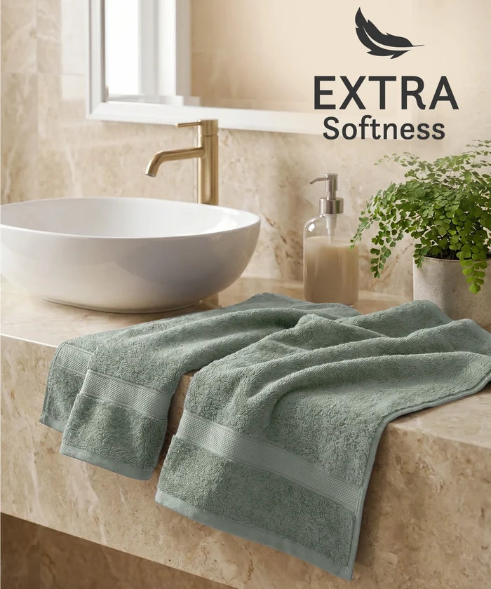 Luxe Home Supima Cotton 2 Pc Hand Towel Set, Priarie Sage| 600 GSM | 100% Supima Cotton
