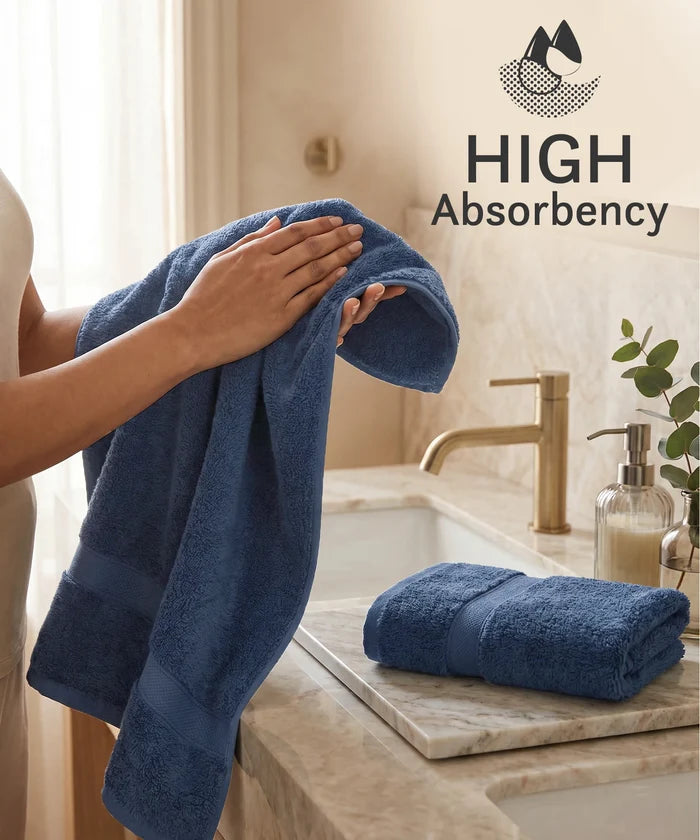 Luxe  Home Supima Cotton 2 Pc Hand Towel Set, Sea Blue| 600 GSM | 100% Supima Cotton