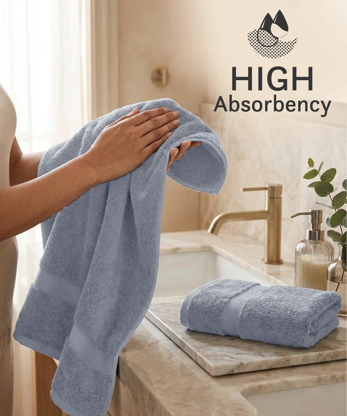 Luxe Home Supima Cotton 2 Pc Hand Towel Set, Ultimate Grey| 600 GSM | 100% Supima Cotton