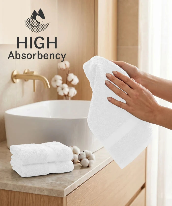 Luxe Home Supima Cotton 3 Pc Face Towel Set, White| 600 GSM | 100% Supima Cotton