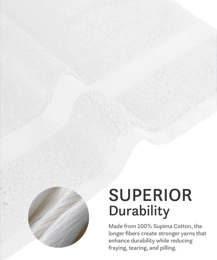 Luxe Home Supima Cotton 3 Pc Face Towel Set, White| 600 GSM | 100% Supima Cotton
