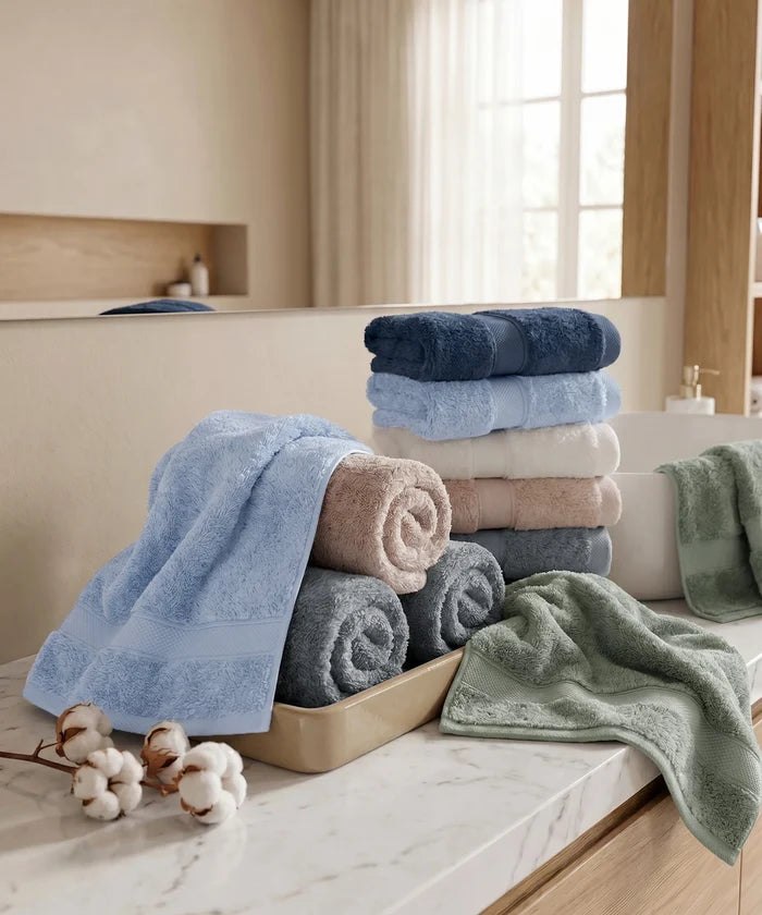 Luxe Home Supima Cotton 3 Pc Face Towel Set, White| 600 GSM | 100% Supima Cotton