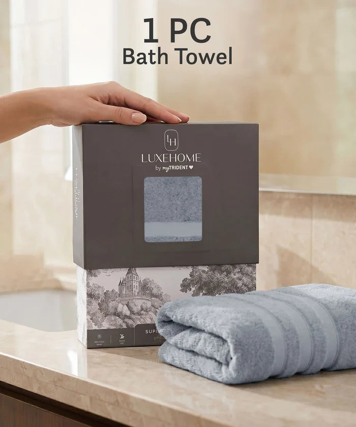 Luxe Home Supima Cotton Bath Towel, Ultimate Grey| 600 GSM | 100% Supima Cotton