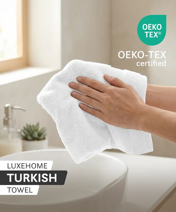 Luxehome Turkish Towel 1Pc Hand Towel, Arctic White | 800 GSM Cotton