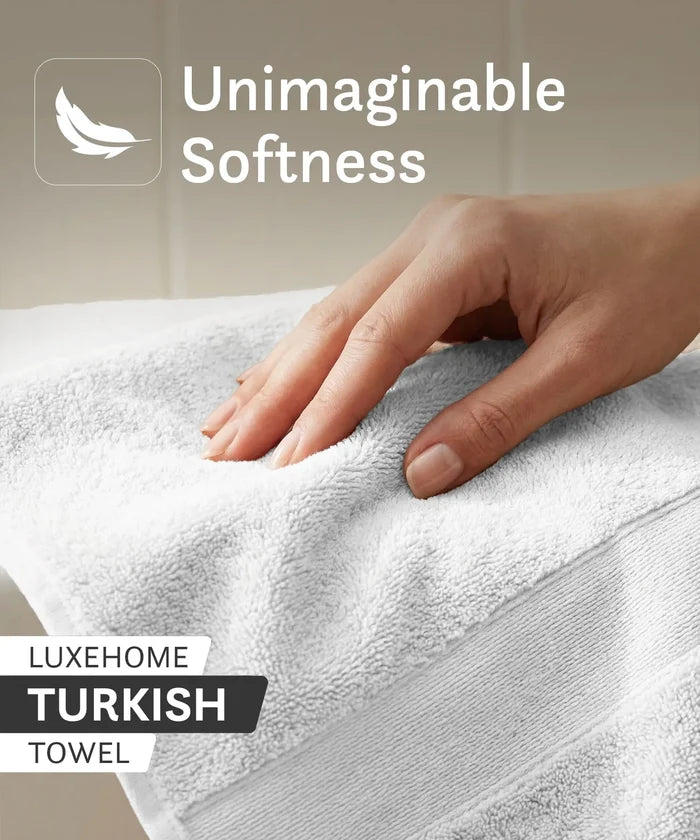 Luxehome Turkish Towel 1Pc Hand Towel, Arctic White | 800 GSM Cotton
