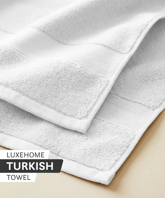 Luxehome Turkish Towel 1Pc Hand Towel, Arctic White | 800 GSM Cotton
