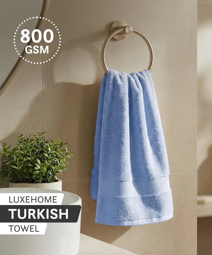 Luxehome Turkish Towel 1Pc Hand Towel, Blue Crest| 800 GSM Cotton