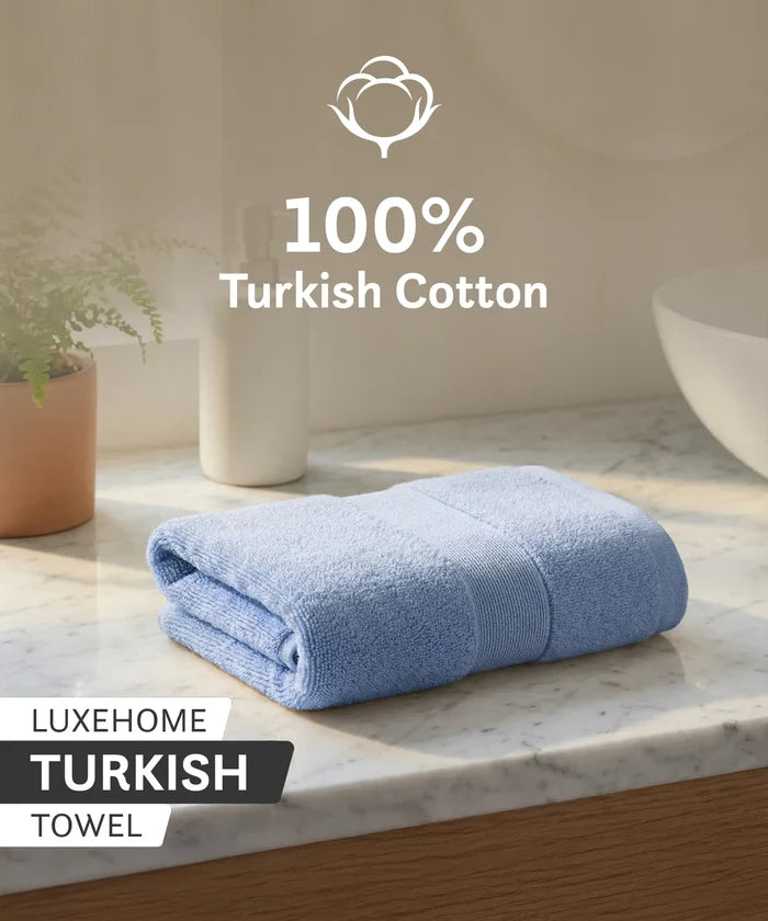 Luxehome Turkish Towel 1Pc Hand Towel, Blue Crest| 800 GSM Cotton