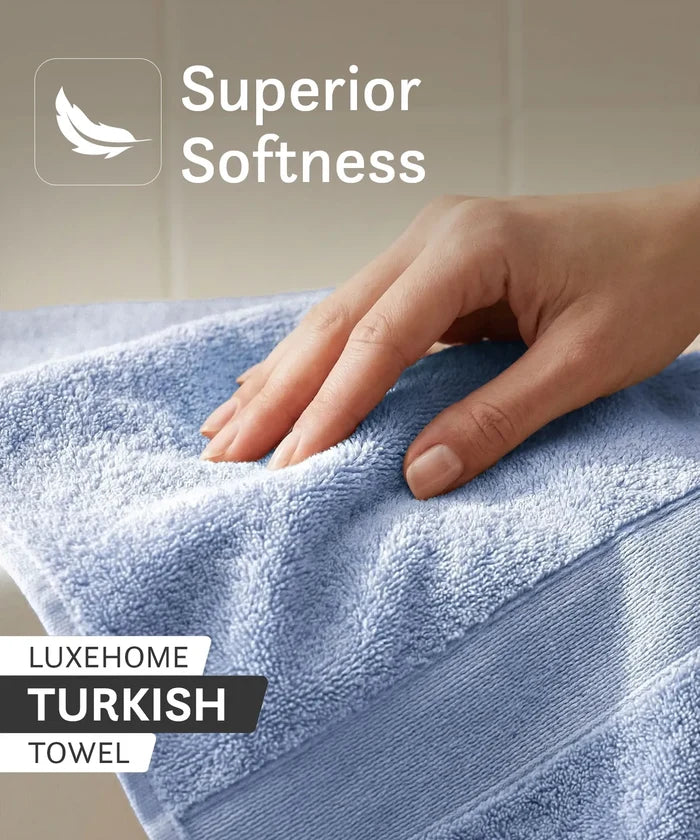 Luxehome Turkish Towel 1Pc Hand Towel, Blue Crest| 800 GSM Cotton