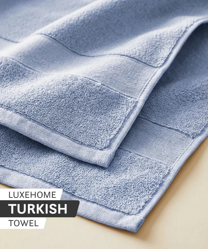 Luxehome Turkish Towel 1Pc Hand Towel, Blue Crest| 800 GSM Cotton