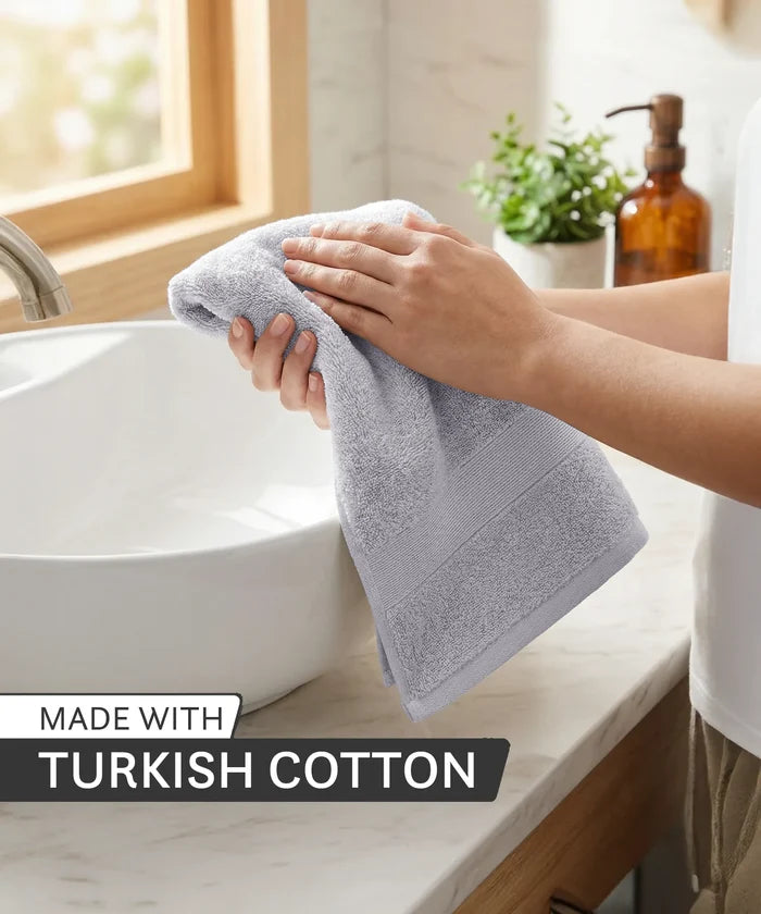 Luxehome Turkish Towel 1Pc Hand Towel, Soft Silver | 800 GSM Cotton
