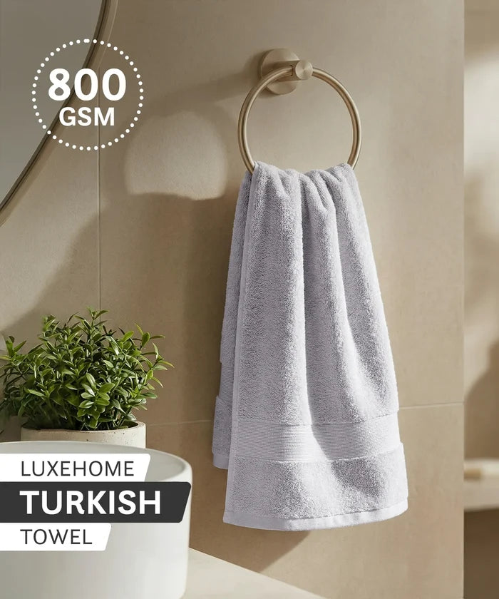 Luxehome Turkish Towel 1Pc Hand Towel, Soft Silver | 800 GSM Cotton