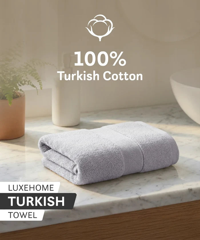 Luxehome Turkish Towel 1Pc Hand Towel, Soft Silver | 800 GSM Cotton