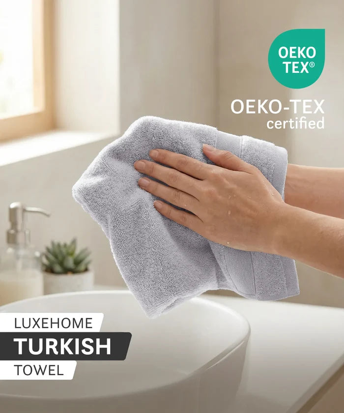 Luxehome Turkish Towel 1Pc Hand Towel, Soft Silver | 800 GSM Cotton