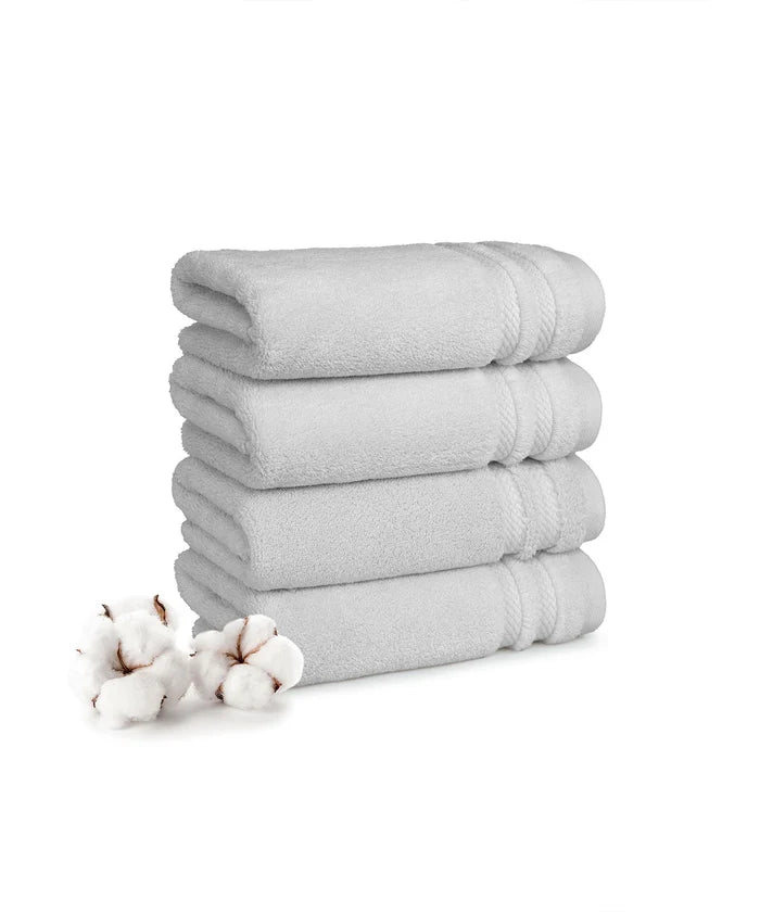 Luxury 4 PC Hand Towel Set, Grey|625 GSM Cotton|Anti Microbial