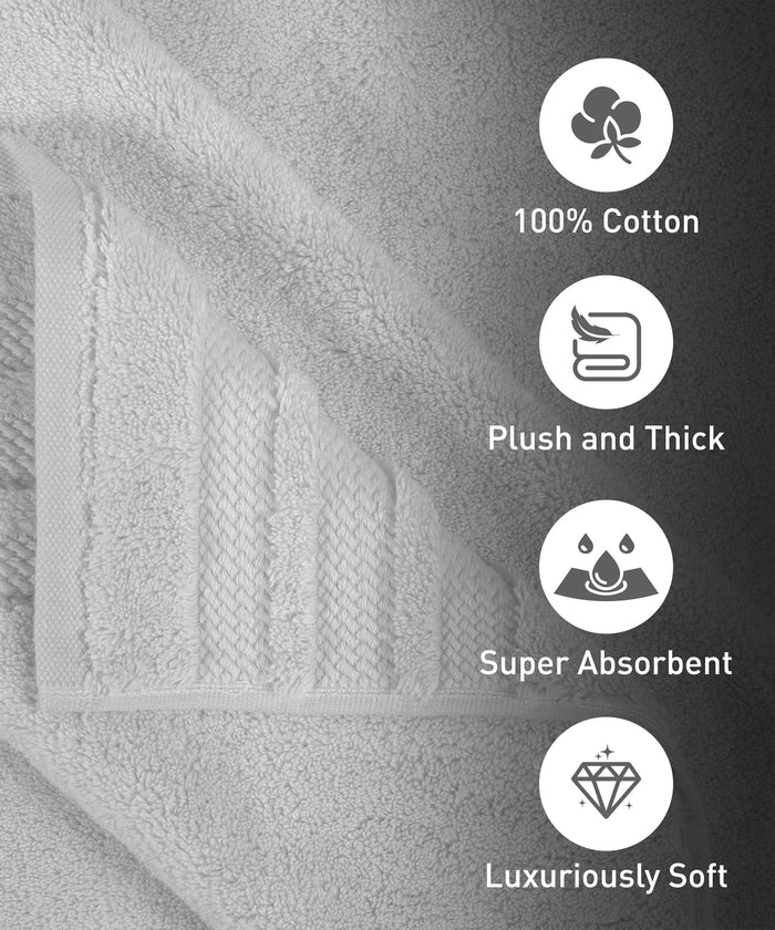 Luxury 4 PC Hand Towel Set, Grey|625 GSM Cotton|Anti Microbial