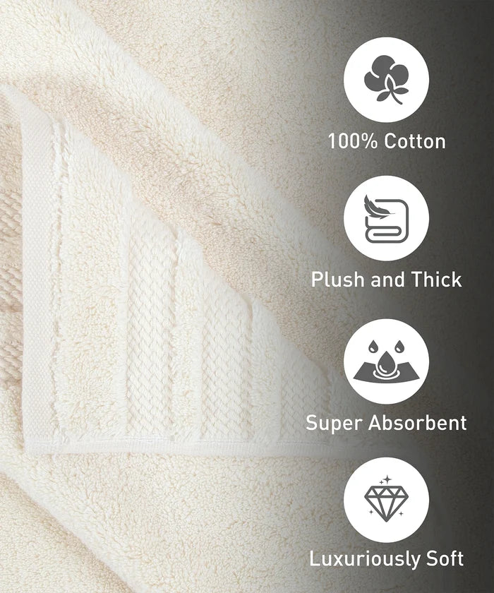 Luxury 4 PC Hand Towel Set, Linen|625 GSM Cotton|Anti Microbial