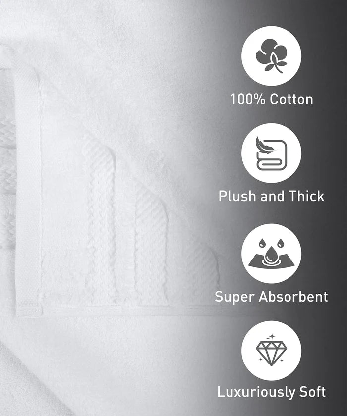 Luxury 6 PC Face Towel Set, White|625 GSM Cotton|Anti Microbial