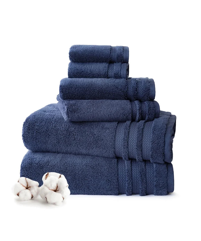 Luxury 6 PC Towel Set, Navy|625 GSM Cotton|Anti Microbial