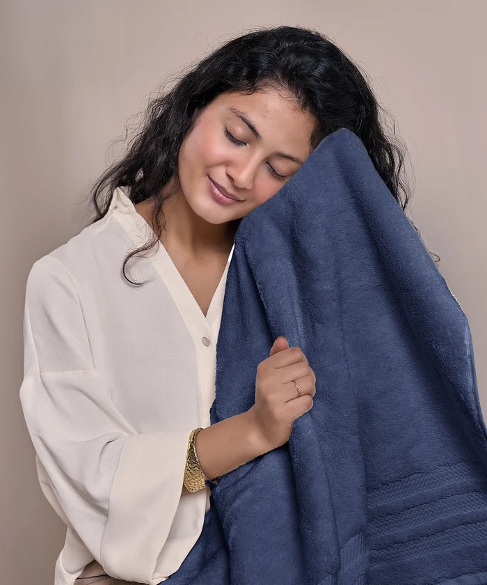 Luxury 6 PC Towel Set, Navy|625 GSM Cotton|Anti Microbial