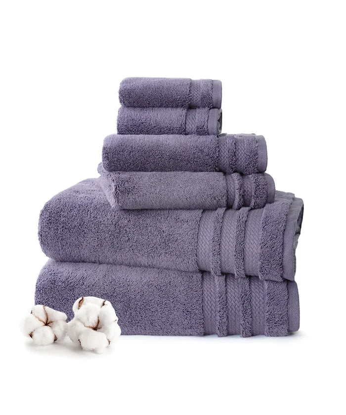 Luxury 6 PC Towel Set, Purple|625 GSM Cotton|Anti Microbial