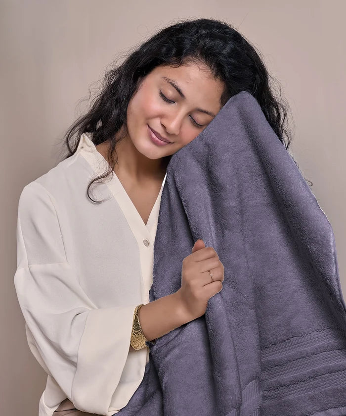 Luxury 6 PC Towel Set, Purple|625 GSM Cotton|Anti Microbial