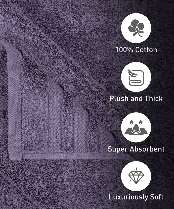 Luxury 6 PC Towel Set, Purple|625 GSM Cotton|Anti Microbial