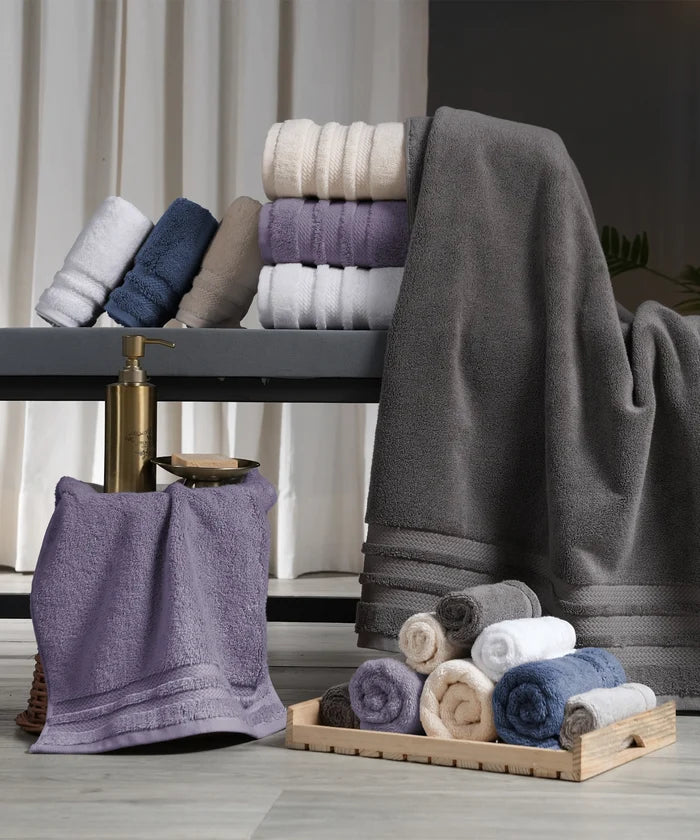 Luxury 6 PC Towel Set, White|625 GSM Cotton|Anti Microbial