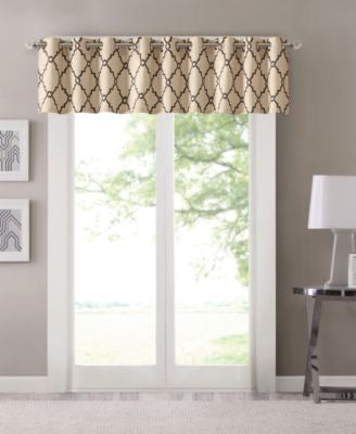Madison Park Saratoga 50”/18” Fretwork-Print Grommet Valance - Machann.com