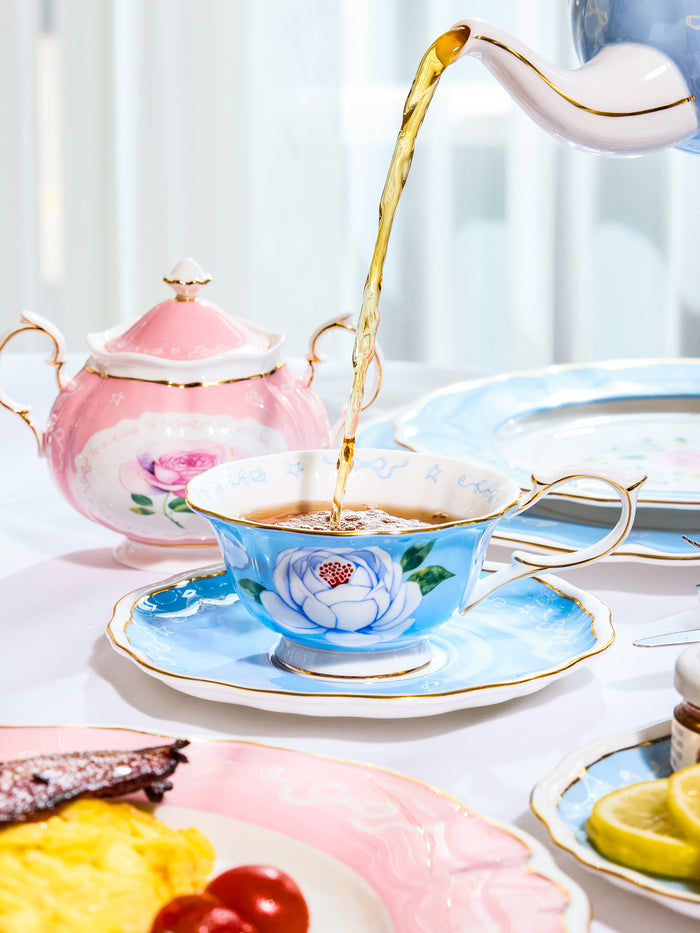 Marilyn Monroe Hollywood Bloom™ Limited Edition, Tea Cup & Saucer, Baby Blue