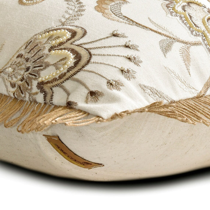 Marjorie - Beige Linen Throw Pillow Cover
